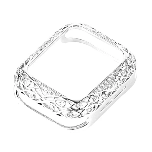 DASEB For Apple Watch Luxury Women Metal Carved Cover 38mm 40mm 42mm 44mm 41mm 45mm Protector Case 7/SE/6/5/4/3/2/1 Diamond Watch Case