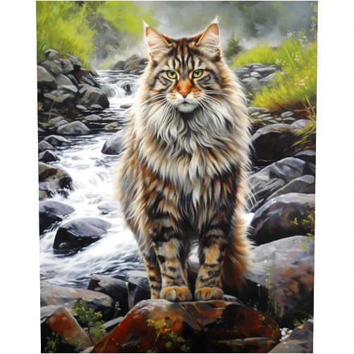 KY-link Stamped Cross Kits, Angel-Like Cat, Cross Kits for Adults, Easy Counted Cross Kits for Beginners,16x20inch