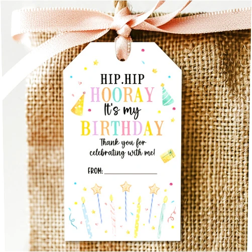 ZIIUFRN Thank You Tags with String – 50 Pack Colorful Candles Birthday Party Favor Tags for Gift Bags & Treats, Birthday Party Supplies – A03