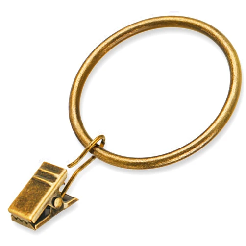 Awtok Curtain Rings - 2.0-Inch Inner Diameter Antique Brass Curtain Clip Rings for Curtain Panels, This Curtain Clip Rings Also Apply for Drapery Rod (Set of 14 PCS Antique Brass Curtain Rings)