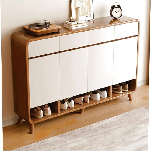 SUZEPER Shoe Cabinet with Drawers and Doors, Wooden Shoe Storage Cabinet with Adjustable Shelves, 5 Tier Shoes Rack Retro Shoe Organizer for Entryway, Hallway, Doorway, Living Room, Bedroom(55
