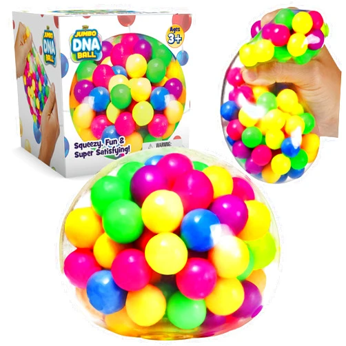 YoYa Toys The Original Jumbo DNA Ball | Colorful Fidget Squeezing Stress Relief Ball for Adults & Kids | Our Unique Rubber Squishy Toys are Great for Stress, Anxiety, Bad Habits & More