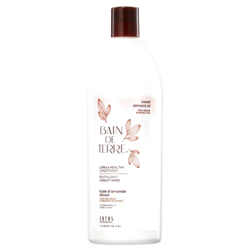 Bain de Terre Sweet Almond Oil Long & Healthy Conditioner, Strength & Protection for Weak, Damaged Hair, with Argan & Monoi Oils, Paraben-Free, Color-Safe, Vegan