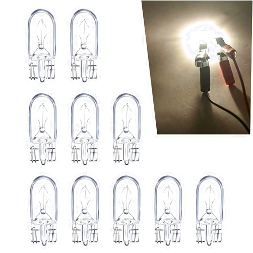 Getfay Pack-10 T10 Car Brake Light Bulb, 168 192 12V 5W Miniature Vehicle Turn Signal Light Bulb, Universal Flat Foot Automobive Lighting Accessories for Truck SUV Car (White Light)