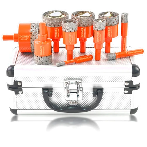 ZNXIMER Diamond Hole Saw Kit for Tile, Ceramic, Granite, Marble and More Drilling - ZNXIMER 10pcs Tile Hole Saw Kit (6/10/12/20/25/30/35/40/45/50MM)