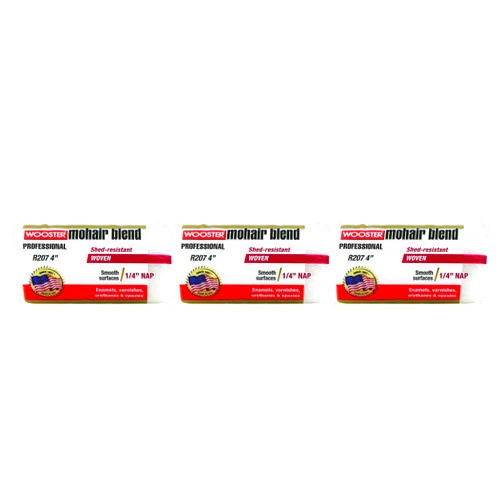 Wooster Brush R207-4 Mohair Blend Roller Cover 1/4-Inch Nap, 4-Inch 3 Pack