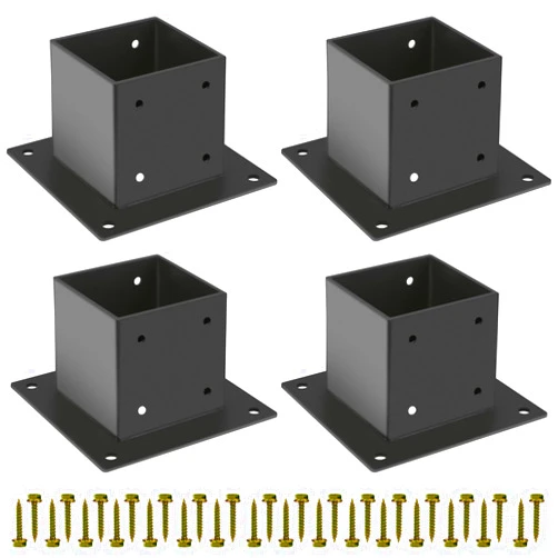 Grehitk 4×4 Post Base 4 Pcs,Deck Post Brackets,Inner Size 3.5