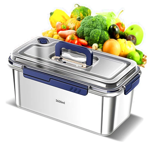 Irishom Food Storage Containers with Lids Airtight Food Grade 316 Stainless Steel Large Capacity Leakproof Kitchen Storage Container (5.6L)