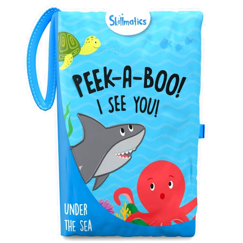 Skillmatics Peek-A-Boo Underwater Animal Book - Soft Cloth Book for Baby, Crinkle Pages for Sensory Play, Toddler Toys, Gifts for Ages 6 Months and Up