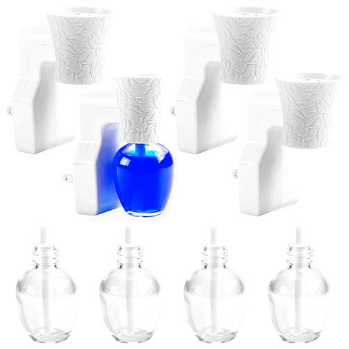 moonoom 4 Pack WallFlower Fragrance Oil Plug in Diffuser- Wall Fragrance Diffuser Plug- Rotary Plug Design Wallflowers Diffuser with 4 Empty Bottles for Home Office Spreading Scent