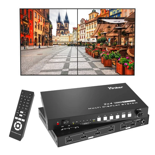 Yinker 4K HDMI Video Wall Controller 2x2, 4K@30Hz HDMI Video Wall Processor for 2 HDMI Input & 4 HDMI Output, Support 1x1,1x2,1x3,1x4,2x1,2x2,3x1,4x1 & Audio Extrator & 180° Rotate