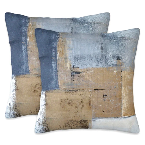 Gnhkmw Pillow Covers 18X18 Set of 2, Grey and Brown Abstract Oil Painting Decorative Throw Pillow Covers,Grunge Style Art Pillow Cover Pillowcase Cushion Case for Home Sofa Couch Indoor Outdoor