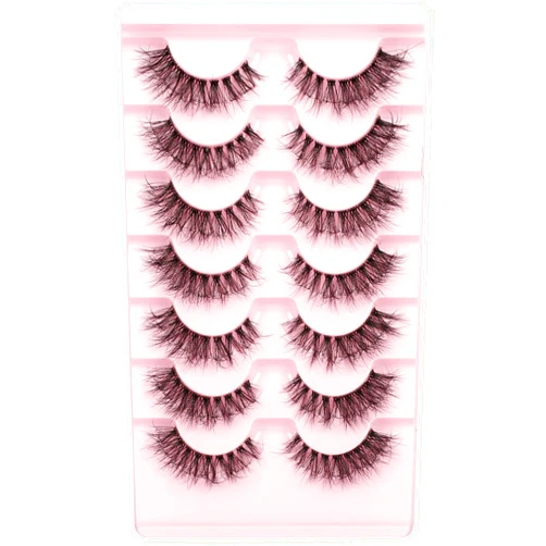 Himirell False Eyelashes Wispy Thinner Band Lashes 6D Volume Wispy Cat Eye Lashes Natural Look False Eyelashes Natural Flared Eyelashes False Eye Lashes Soft Fluffy Lashes 7 Pairs