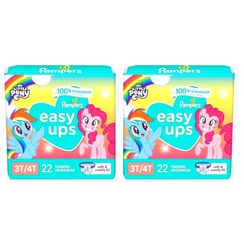 Pampers Easy Ups Boys & Girls Training Pants 3T-4T 22 Count (Pack of 2)