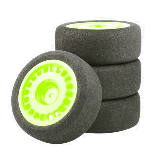 DUHWQ Compatible With 144001 124016 124017 124018 124019 104001 RC Car Upgrade Parts 4 Pieces 68mm Foam Tire Sponge Wheel Rim Set(GREEN)