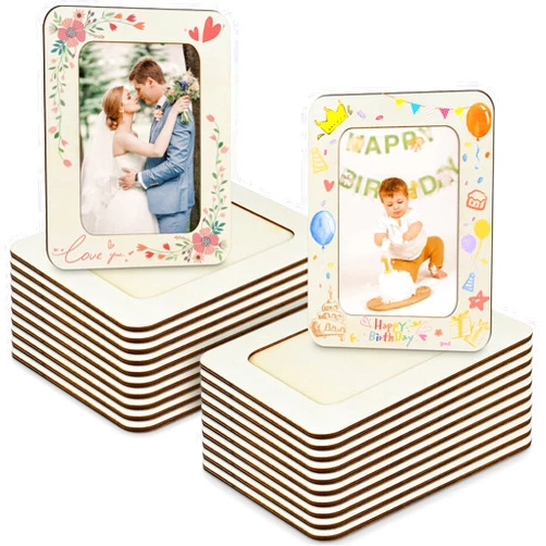 ADKYSL 20PCS Wooden Picture Frames for Crafts, DIY Wood Picture Frames Unfinished Wooden Frames 4x6 Inch, Wooden Photo Frames for Crafts, Painting, Arts Projects