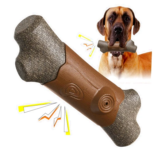 BlissfulBirch Tough Dog Chew Toys for Aggressive Chewers, 8.27in Durable Quietly Squeaky Branch Dog Chew Toy for Medium, Large, and Extra-Large Breeds, Made with Upgraded Nylon & Coffee Wood Materials