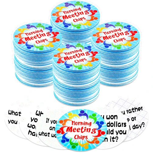 Gersoniel 50 Styles 100 Pcs Morning Meeting Chips for Kids, Student Response Cards Social Skill Cards Conversation Starters Classroom Question Idea Cards for Elementary Learn Communication Listening Vocabulary