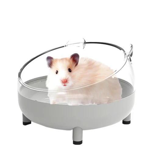 Meow&Woof Hamster Sand Bath Container, Large Sandbox Toilet Gerbil Batheoom, Tiny Chinchilla Dust Bathtub Sand Bath Box for Hamster Cage Accessories 6.5 Inch-Grey