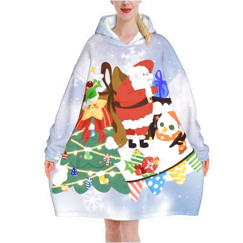 Springdawn Customized Blanket Hoodie Personalized Wearing Blanket Hoodie Comfortable Women's Fit Hoodie Christmas Gift