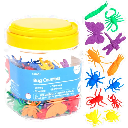 edxeducation Bug Counters - Mini Jar - Set of 72 - Early Math Manipulatives - Bug Counters, Tweezers and Actvity Guide - Home Learning