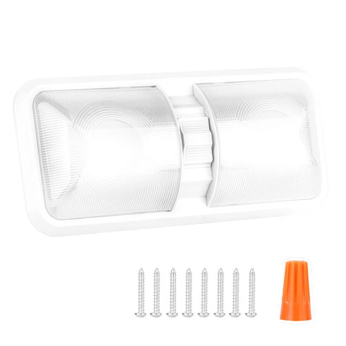 RVZONE RV Lights Interior Natural White 12V RV LED Ceiling Double Dome Light Fixture 1100 LM Frosted RV Interior Lighting Camper Lights for RV Bedroom, Living Room(4500K)