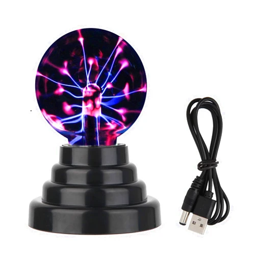 Gresus 3 Inch Battery or USB Powered Magic Plasma Ball Lamp - Touch Sensitive Interactive Plasma Lamp Nebula Sphere Globe, Science Educational Gift for Decorations/Parties/Bedroom