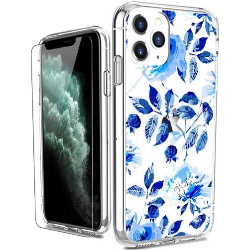 LUHOURI Designed for iPhone 11 Pro Max Case with Screen Protector - Slim Fit, Sturdy Clear Acrylic Cover for Women and Girls - Protective Phone Case 6.5