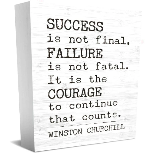 IKJH Inspirational Quote Decorative Wooden Box Sign Success Is Not Final Failure Is Not Fatal It Is Farmhouse Quote Wood Box Sign For Home Shelf Table Decoration 5