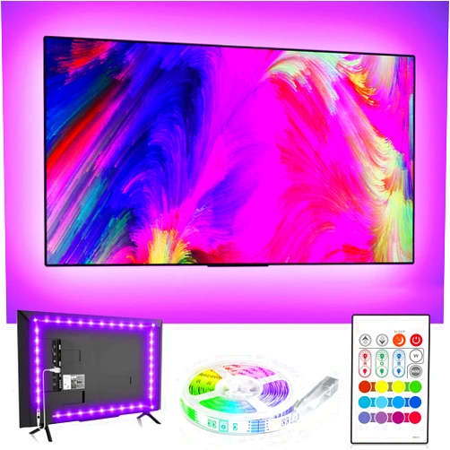 BASON LIGHTING TV Backlight, 9.8ft TV Light Strip for 32-58 inch TV/Monitor Backlight, SMD 5050 USB LED Light Strip with Remote, RGB 4096 DIY Colors TV LED for Gaming Lights, Ambient Lighting Kit.
