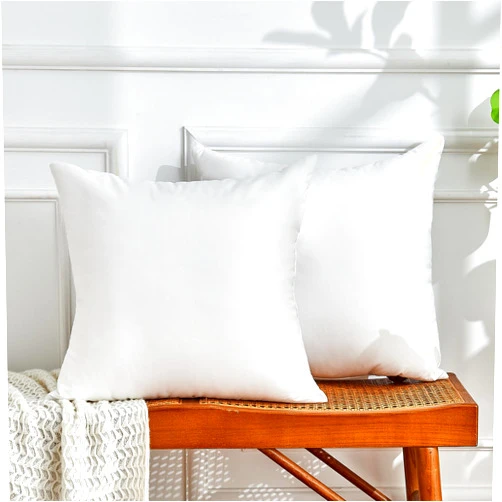 DOWNSTORIA 16x16 Pillow Inserts Set of 2, White Throw Pillow Insert 2 Pack, Foam Filled Decorative Pillows Stuffer for Couch, Bed, Living Room.(16x16 Inch)