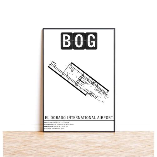 MG Global Wrapped Gift | Modern Poster of BOG Bogota El Dorado International Airport | 11x17 12x18 16x24 24x36 Minimalism Unframed Print | Minimal Wall Art | Minimalist Home Office Decor