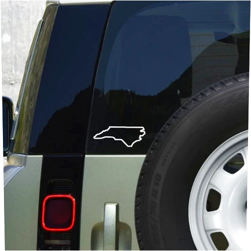 MHDStickerCo North Carolina 6x2.3 State map Outline Vinyl Decal Sticker | Custom Truck Window Bumper Car Laptop Automotive Wall Gift White NC