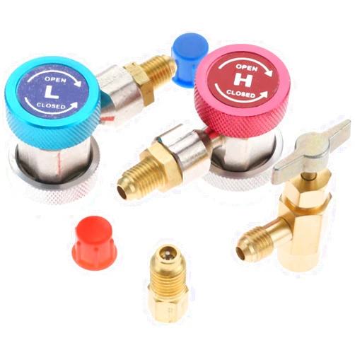 SURIEEN R134A Quick Coupler Adapter with Self-Sealing Can Tap Valve Kit, Adjustable R134A Adapter Fittings Quick Coupler, 134A Can Tap Valve Refrigerant Dispenser with Tank Adapter, for A/C Freon Hose