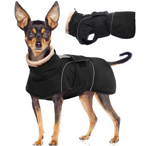 FUAMEY Dog Winter Coats for Extra Small Dogs,Dog Jacket Water-Resistant,Reflective Dog Warm Vest,Dog Cold Weather Coats for Yorkshire Chihuahua,Thick Fleece Dog Snowsuit with Hook&Loop Black XS