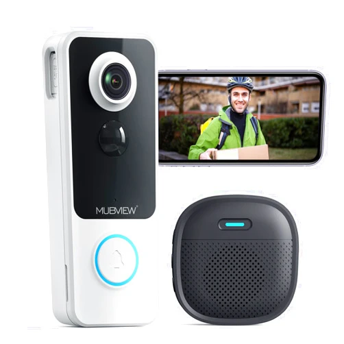 Mubview Wireless Video Doorbell with Chime, 1080p, 2-Way Talk, Night Vision, Human Detection, SD Cloud Storage - No Subscription