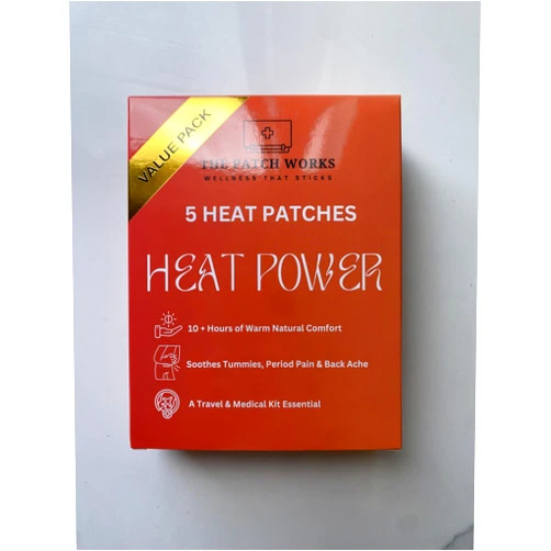 The Patch Works Value Pack of 5 Gentle Heat Patches - Soothe Muscle Pain, Period Pain, Sore tummies and More. Safer Than a hot Water Bottle, Perfect for Kids! A New Zealand Company.