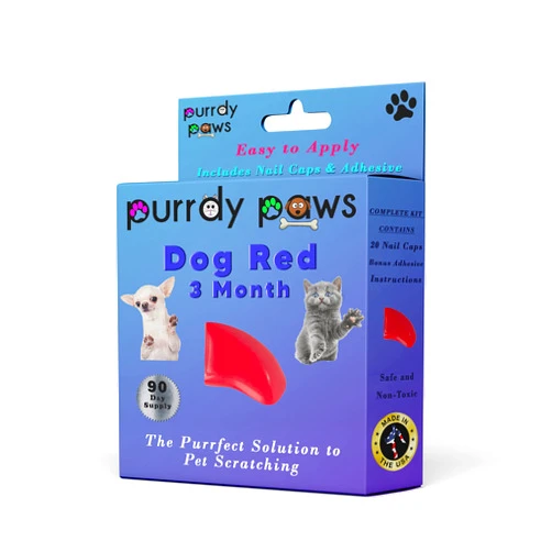 Purrdy Paws 3 Month Supply Soft Nail Caps for Dog Claws RED XXL