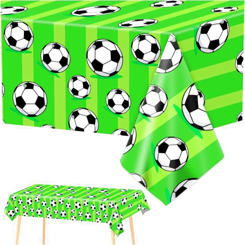 Wiooffen 3 Pcs Soccer Party Tablecloth Soccer Birthday Plastic Tablecloths Disposable World Cup Table Cover Party Decorations Sports Table Cloth Themed Party Supplies Favors, 54 x 108 Inches