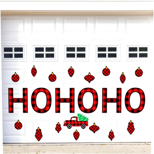 Konohan 23 Pieces Christmas Garage Door Decorations Buffalo Plaid Garage Door Christmas Magnetic Stickers Set for Outdoor Xmas Holiday Refrigerator Car Decal Garage Door DIY Decor (Ho Ho Ho)