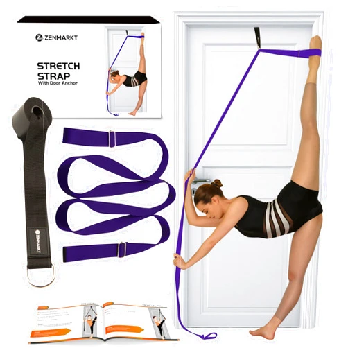 Zenmarkt Stretching Strap With Door Anchor - Stretching Equipment to Improve Legs Flexibility - Splits Trainer For Home Ideal In Ballet, Dance, Cheerleading, Taekwondo, Yoga, Pole Dancing & Gymnastics