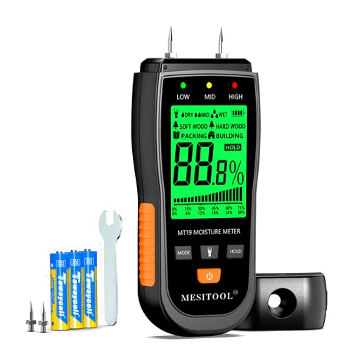 MESITOOL Moisture Meter Moisture Detector for Lumber Concrete Building -Digital Humidity Tester for Wall or Firewood （MT19)