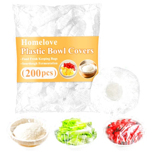 Homelove 200pcs Bowl Covers Bread Proofing - Plastic Wrap for Food Sourdough Bread Baking Rising Elastic Reusable Plate Covers Outdoor Food Fresh Keeping Bags Shower Cap Hair Deep Conditioning