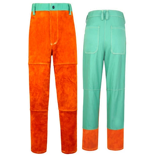 ANTAITHER Leather Welding Pants - Heat and Flame resistant Heavy Duty Cowhide Leather FR Work Safety Trousers