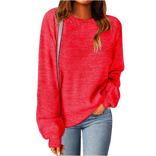MEROKEETY Women's 2024 Fall Winter Oversized Pullover Sweater Trendy Crew Neck Long Sleeve Heathered Knit Jumper Tops