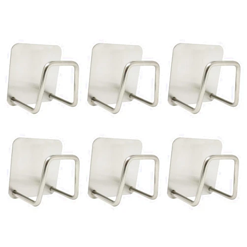yueton 6PCS Stainless Steel Sponge Frame Sink Rack Sponge Hook Wall Mounted Sink Steel Wire Ball Drainage Frame Cloth Hook for Kitchen Storage Accessories