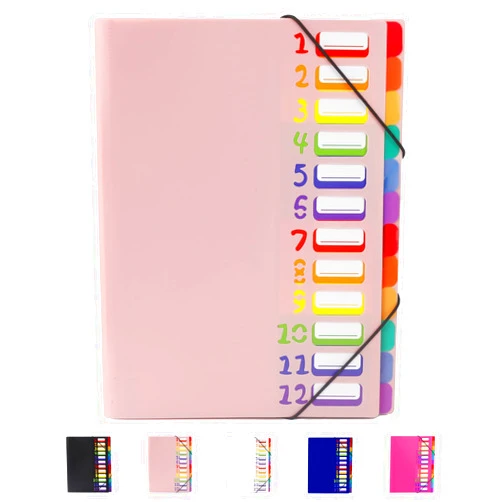 Mafegu 24 Pockets Edufun Expanding File Folder Organizer,Accordion File Organizer,A4 Letter Size,Rainbow Tab, for Home/Office/School Document Organizer (Pink)