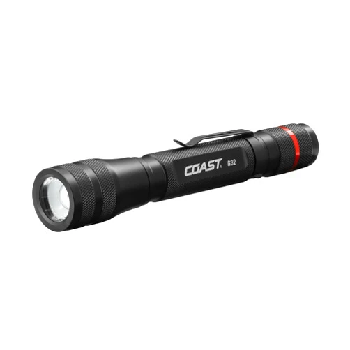 Coast G32 465 Lumen Flashlight with Pure Beam, Twist Focus and Bulls-Eye Spot Beam, Black