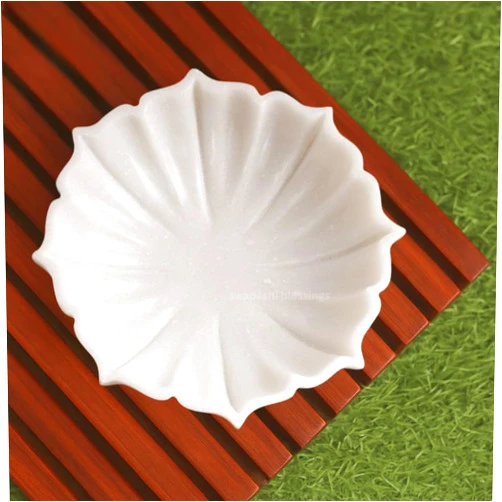 SWADESHI BLESSINGS HandCrafted Marble Lotus Bowl/Organic Modern Home Decor Bowl/Fruit Bowl/Vintage Ring Dish/Decorative Flower Dish/HouseWarming Gifts/Wedding Gifts/Urli (6 Inches)