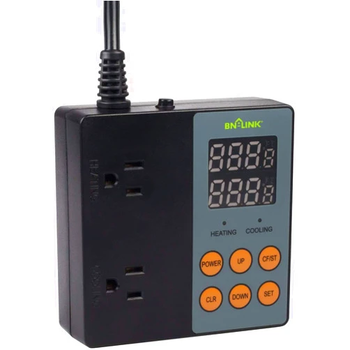 BN-LINK Digital Temperature Controller Heating Cooling 2-Stage Outlet Thermostat Controller Plug for Reptiles Aquarium Carboy Homebrew Breeding Fermenter Seed Germination °C/°F -40-176°F 15A/1875W